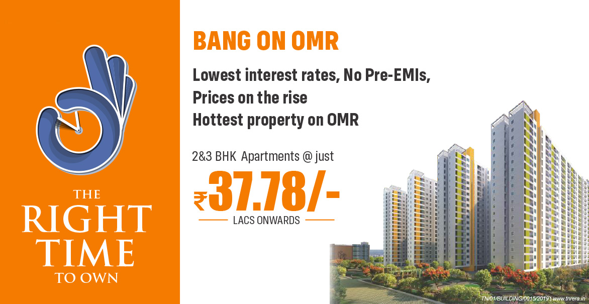 Lowest interest rates, no pre-EMIs at Urbanrise Codename Chennai’s Best in Chennai