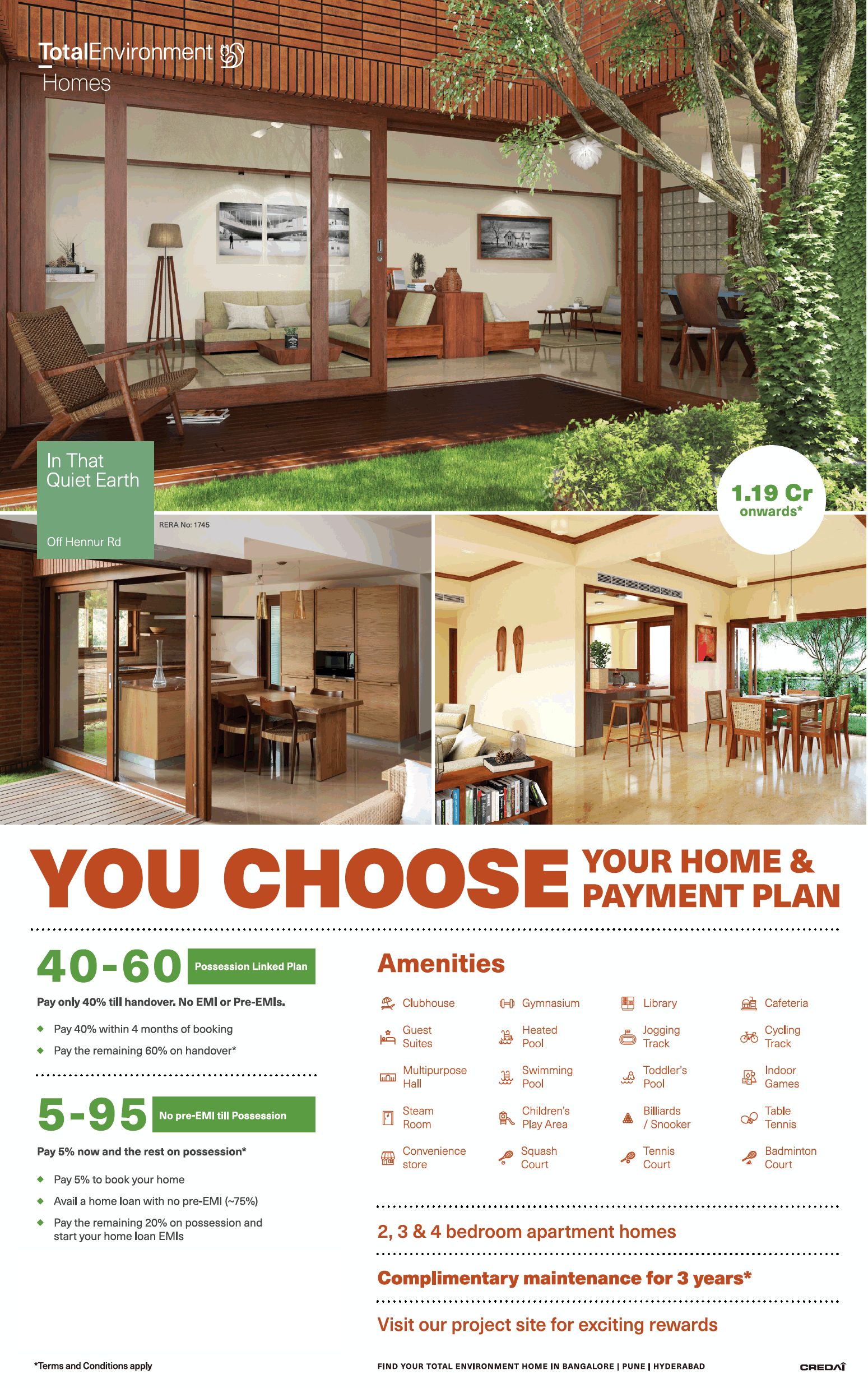 Total Environment In That Quiet Earth 40-60 possession linked plan in Bangalore