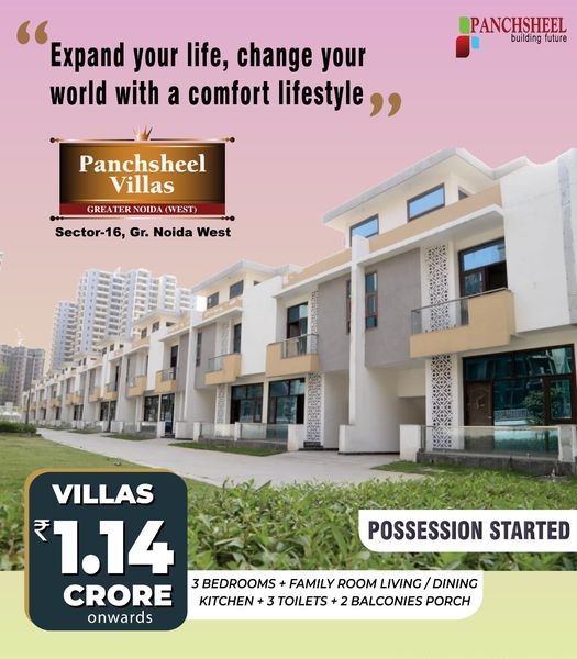 Possession started villas Rs 1.14 Cr onward at Panchsheel Villas in Greater Noida