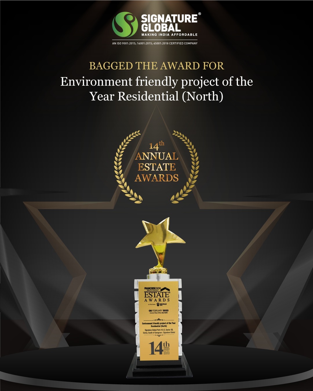 Signature Global Bagged The Award For Environment friendly project of the Year Residential (North)