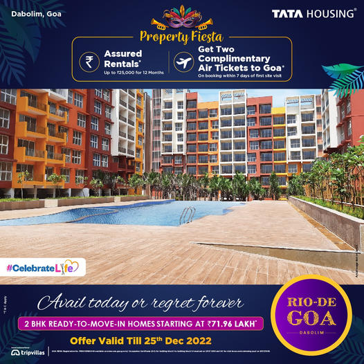 Book 2 BHK ready-to-move-in homes From Rs 71.96 Lac at Tata Rio De Goa in Dabolim, Goa Update