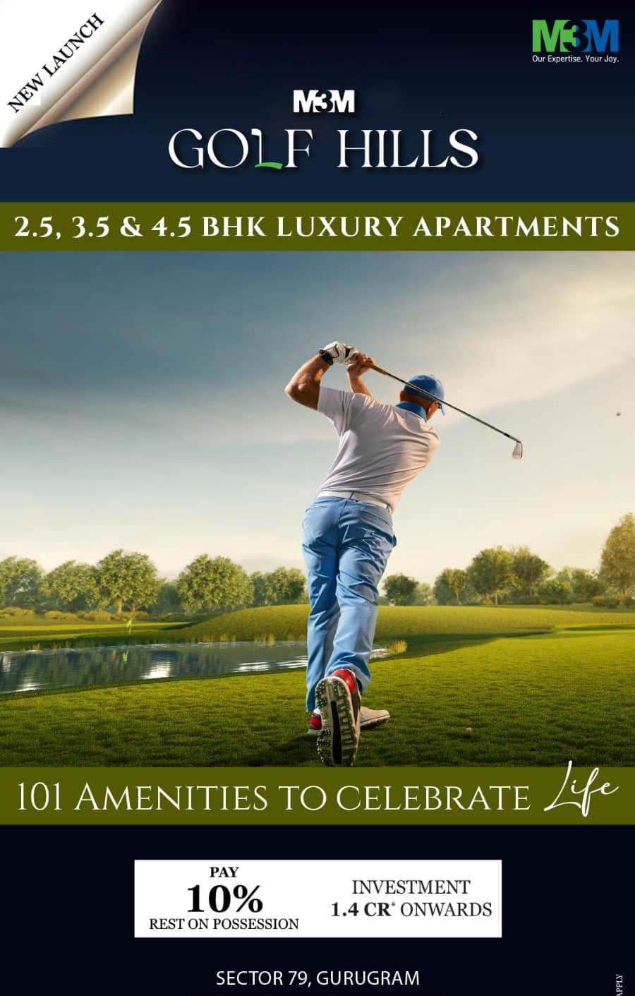 Pay 10% now and rest on possession at M3M Golf Estate Phase 2, Gurgaon