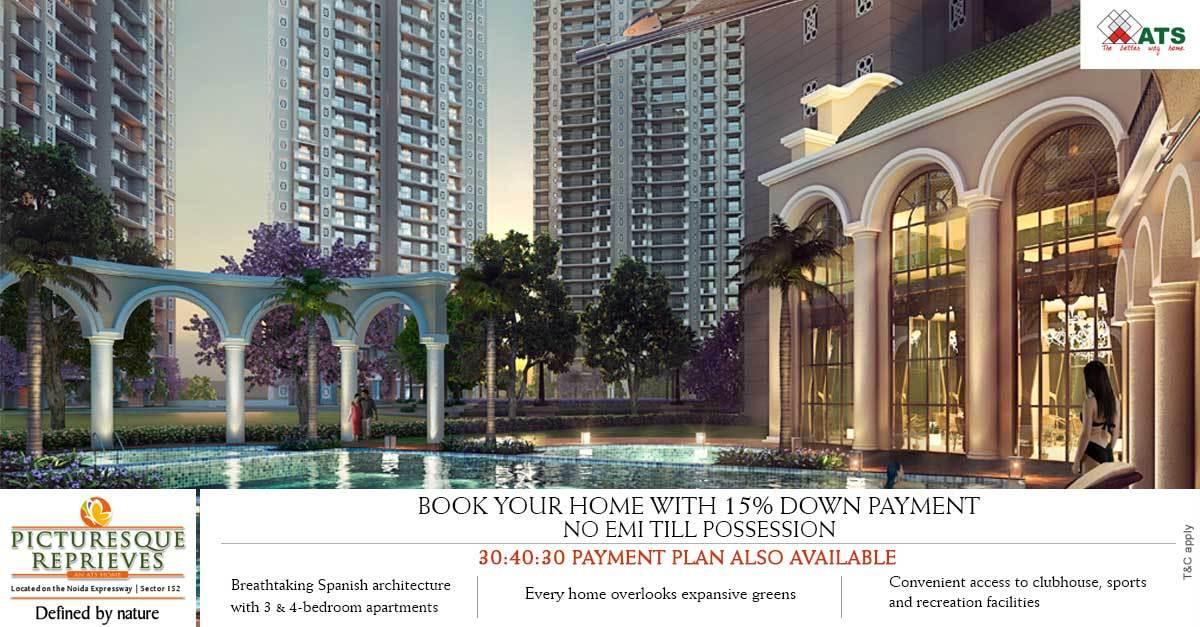 Book your home with 15% down payment with no EMI till possession at ATS Picturesque Reprieves