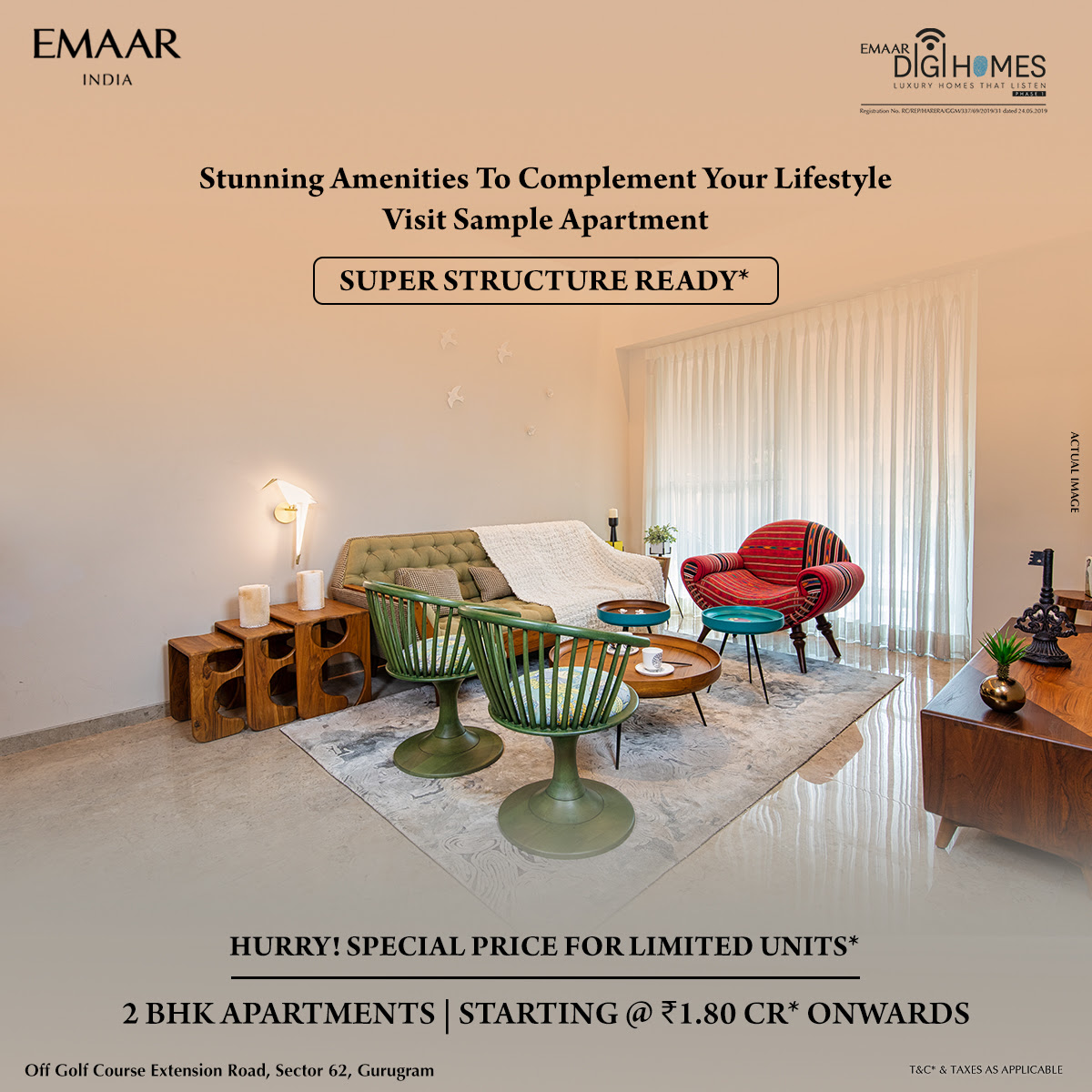 Hurry special price for limited units 2 BHK apartments Rs 1.80 Cr at  Emaar Digi Homes in Sector 62, Gurgaon