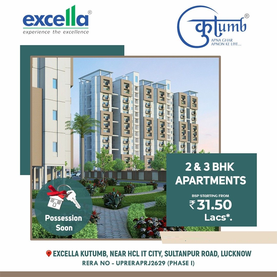 Possession soon 2 and 3 BHK apartments Rs 31.50 onwards at Excella Kutumb, Lucknow