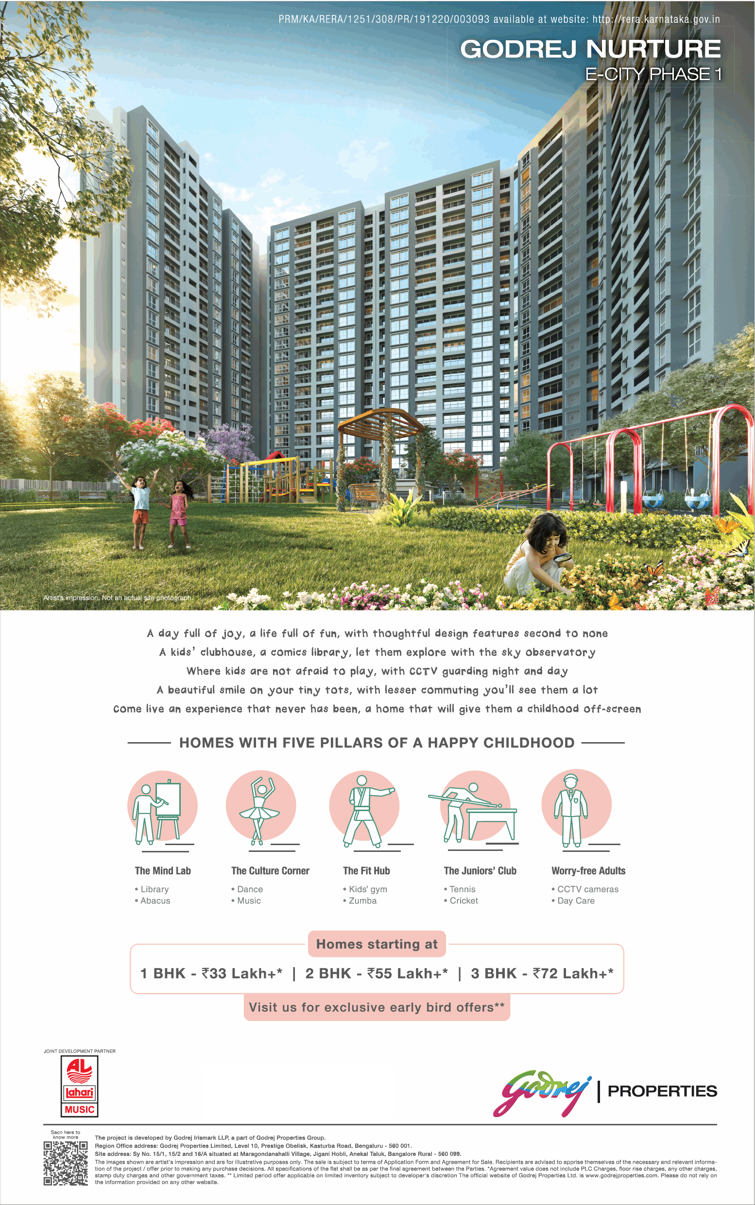 Book 1, 2 & 3 BHK Rs 33 Lac at Godrej Nurture in E-City Phase 1, Bangalore Update