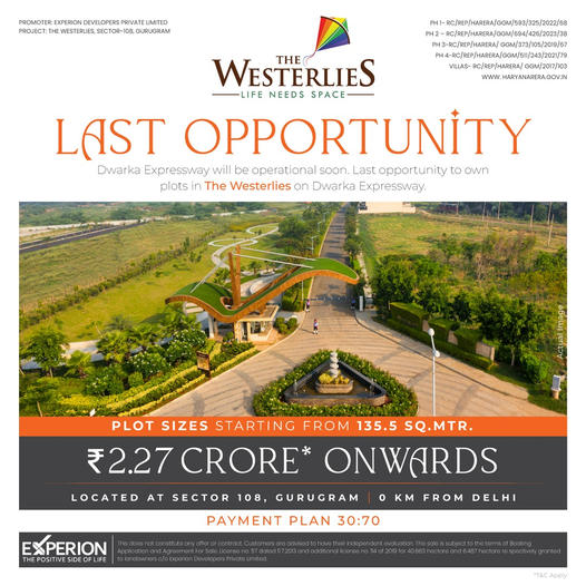 Last opportunity at Experion The Westerlies in Sector 108, Gurgaon