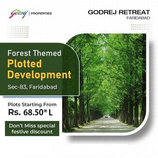 Forest themed plotted development plots starting from Rs. 68.50 Lac at Godrej Retreat in Sector 83, Faridabad