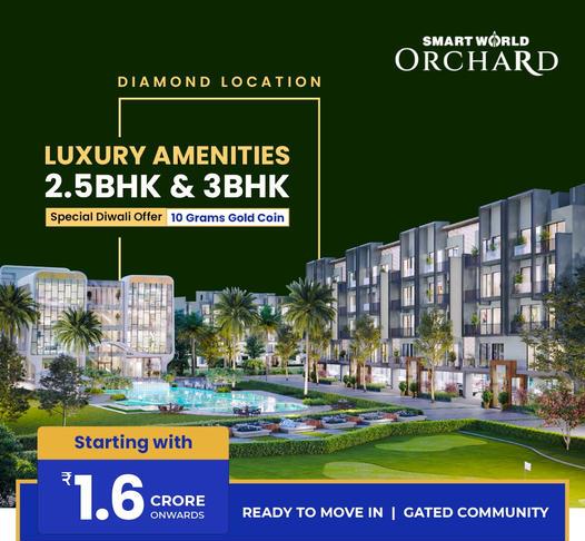 Now buy your dream home in gurgaon and win 10gm gold coin free at Smart World Orchard in Sec 61, Gurgaon
