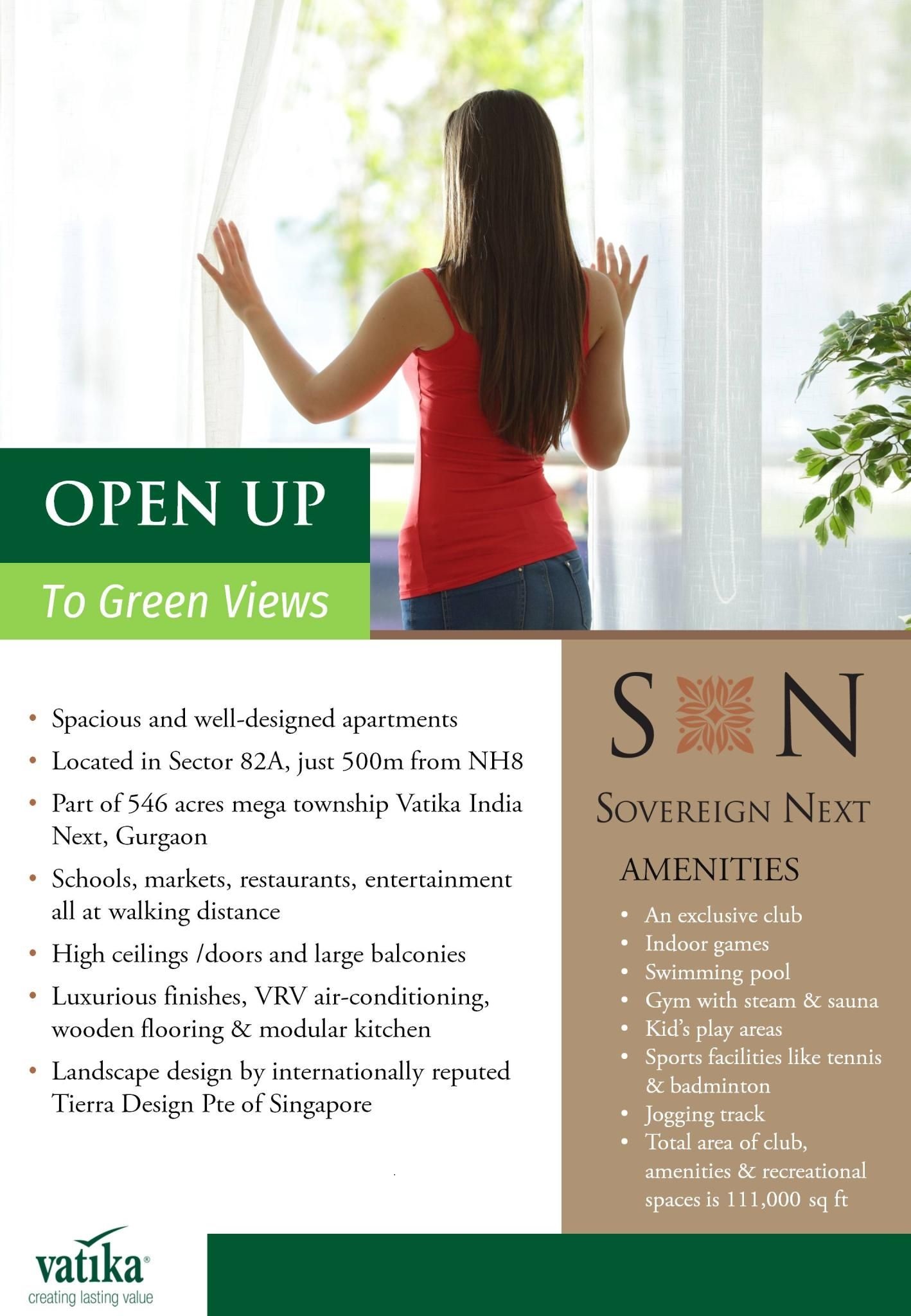 Open up to green views at Vatika Sovereign Next, Gurgaon Update