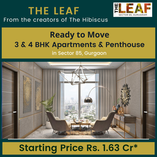 Ready to move price starting Rs 1.63 Cr. at SS The Leaf, Gurgaon
