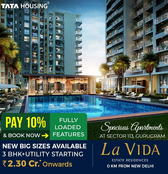 New big size available 3 BHK + utility starting Rs 2.30 Cr onwards at Tata La Vida in Sector 113, Gurgaon