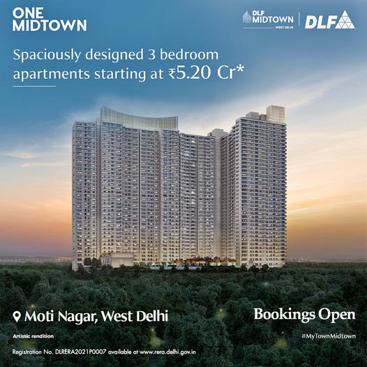 Spaciously designed 3 BHK apartments starting Rs 5.20 Cr at DLF One Midtown in New Delhi Update