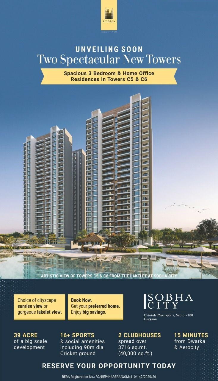 Unveiling soon 2 spectacular New Towers at Sobha City in Gurgaon