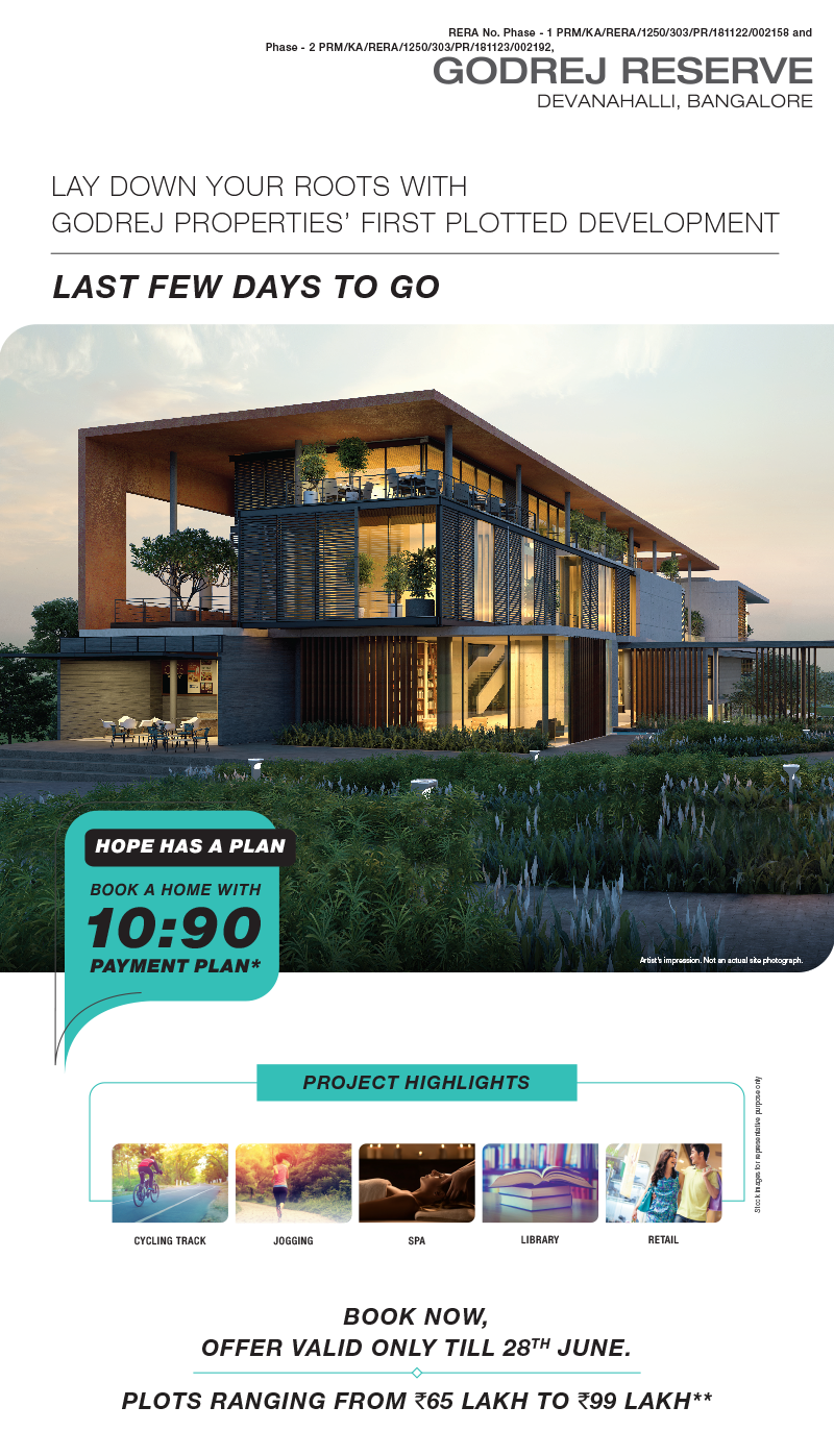 Lay down your roots with Godrej Properties' first plotted development at Godrej Reserve in Devanahalli, Bangalore