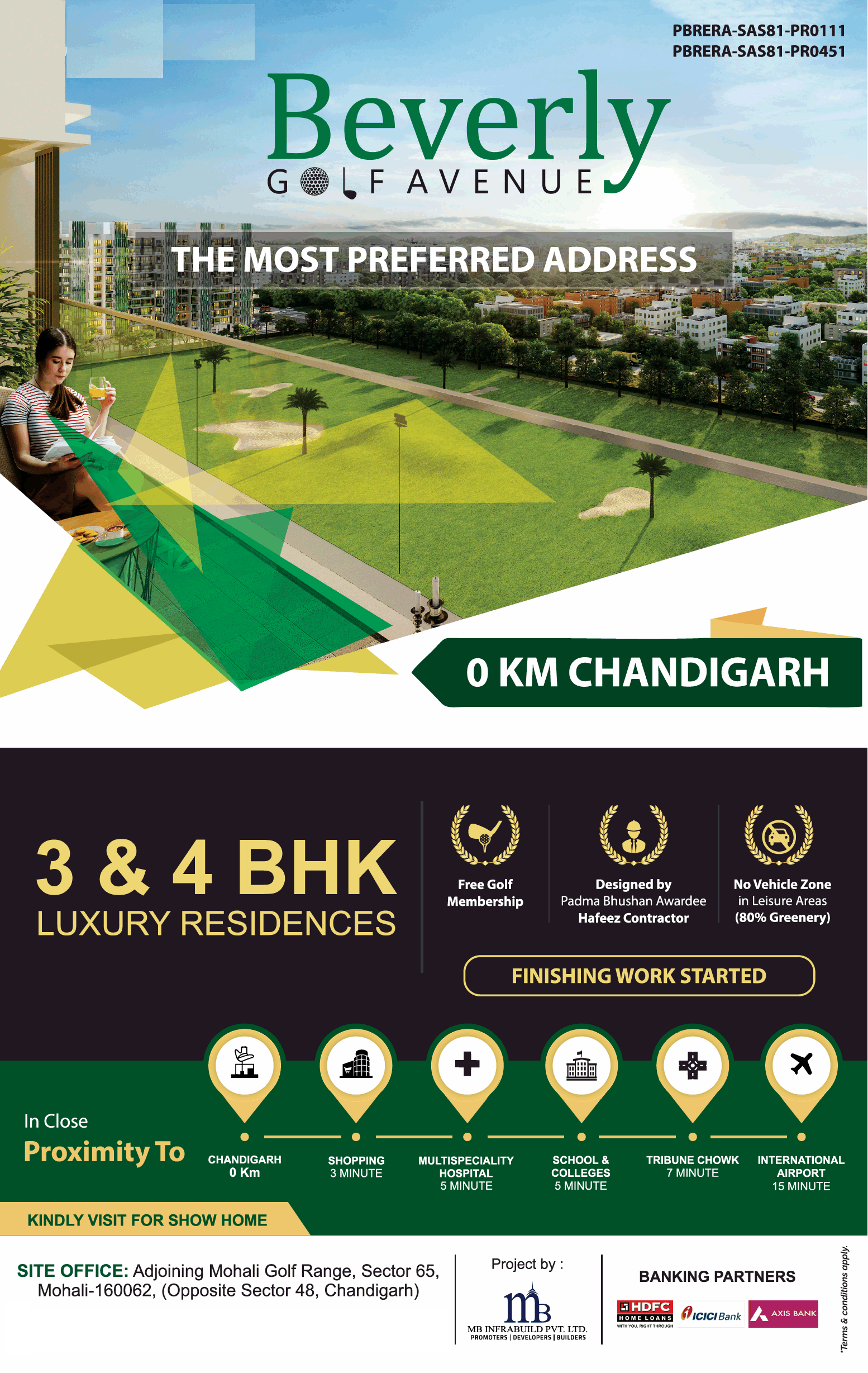 3 & 4 BHK Luxury Residences at MB Beverly Golf Avenue, Mohali