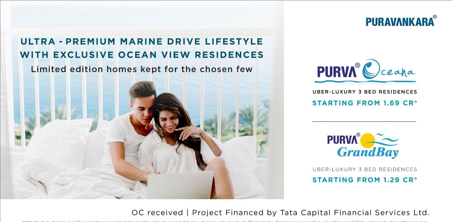 Ultra premium marine drive lifestyle with exclusive ocean view residences at Purva Grandbay and Purva Oceana in Kochi