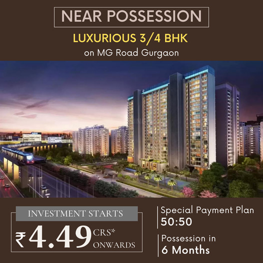 Near possession luxurious 3 and 4 BHK apartments Rs 4.49 Cr. at Suncity Platinum Towers, Gurgaon