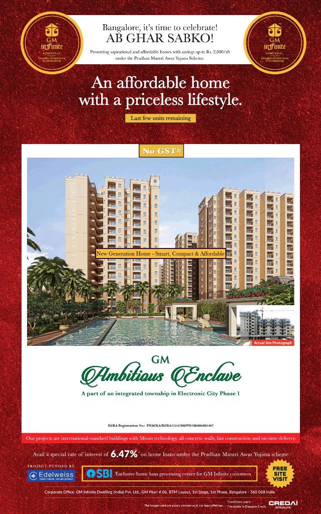 Last few units remaining at GM Ambitious Enclave in Bangalore Update