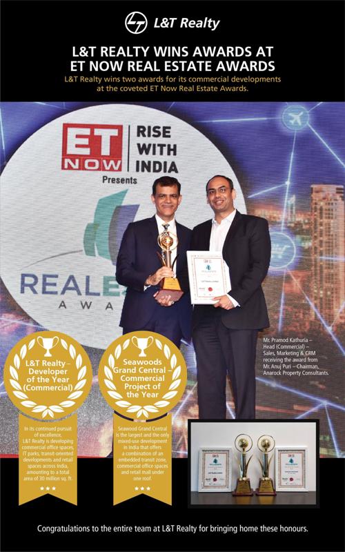 L&T Realty wins Developer of the year–Commercial at ET NOW Real Estate Awards 2018