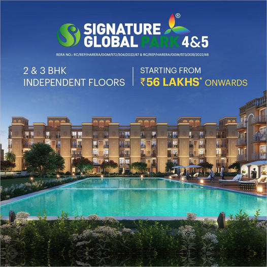 Signature Global Park 4 & 5 presenting 2 and 3 BHK luxurious independent floors Rs 56 Lac in Sector 36, Sauth of Gurgaon