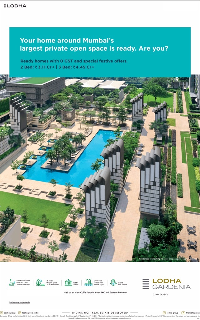Ready homes with 0% GST and special festive offers at Lodha Gardenia, Mumbai