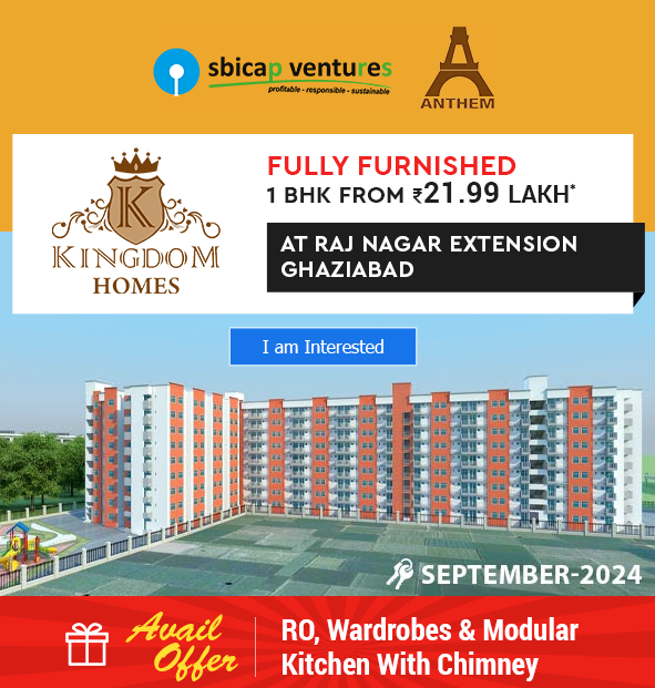 Fully furnished 1 BHK from Rs 21.99 Lac at Kingdom Home in Raj Nagar Extension, Ghaziabad