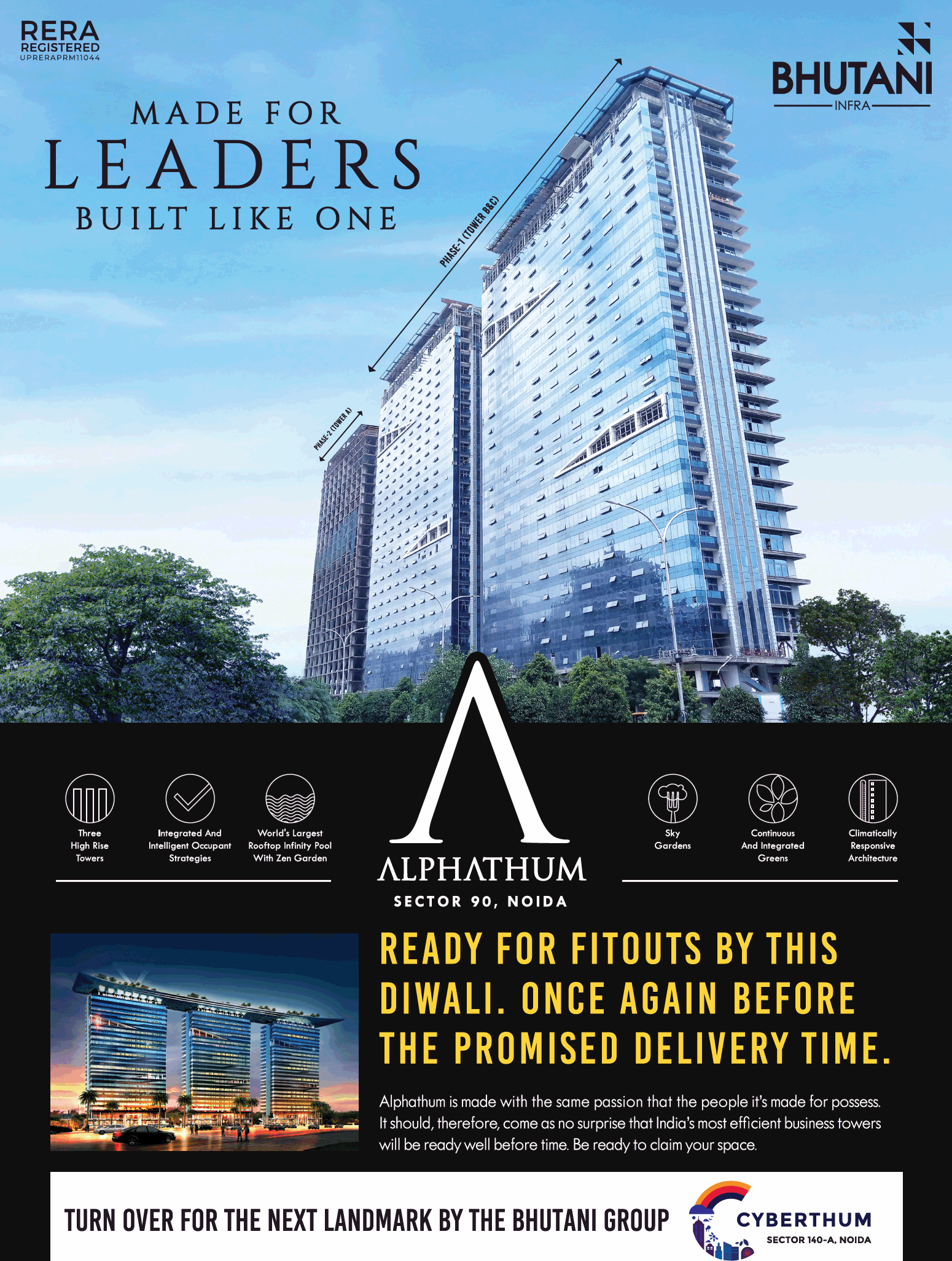 Turn over for the next landmark at Bhutani Alphathum, Noida