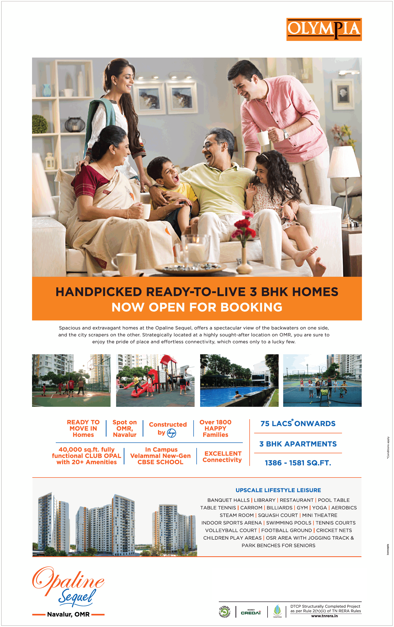 Ready to move in home at Olympia Opaline Sequel, Chennai Update