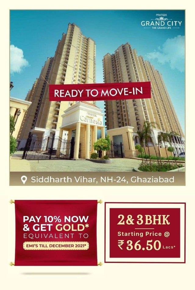 Ready to move-in apartments at Prateek Grand City in Ghaziabad