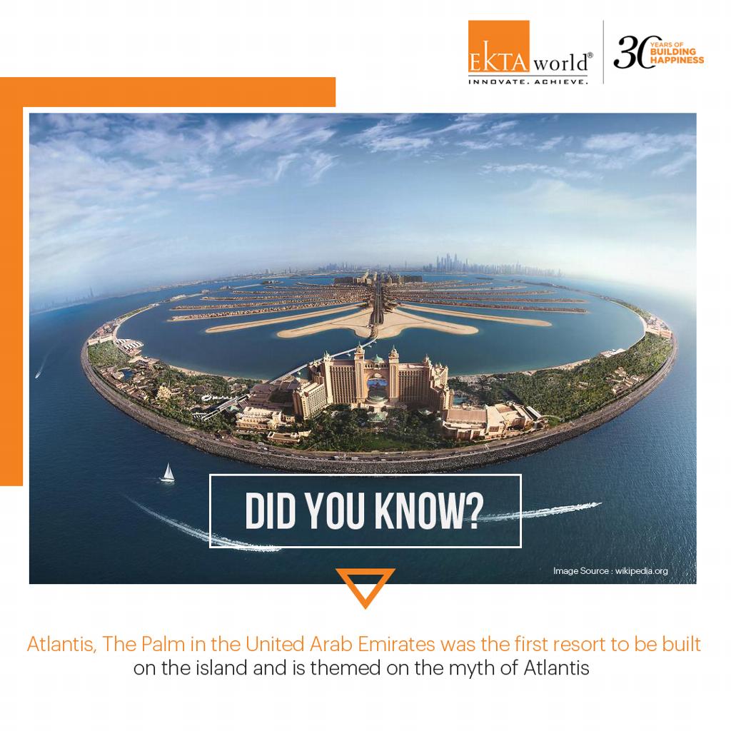 Atlantis, The Palm in Dubai is a man-made island & is themed on the myth of Atlantis