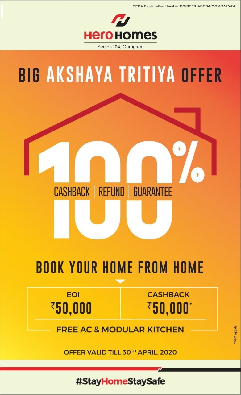 100% cashback refund guarantee at Hero Homes in Gurgaon