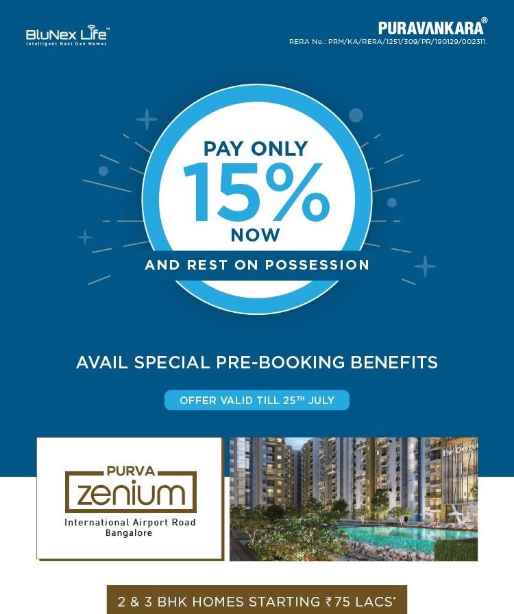 Pay only 15% now and rest on possession at Purva Zenium, Bangalore Update