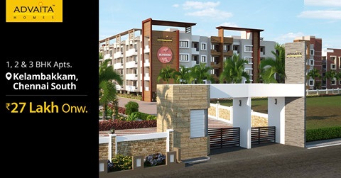 Avail 1, 2 & 3 bhk apartments at Rs. 27 lakhs at Advaita Blossom in South Chennai