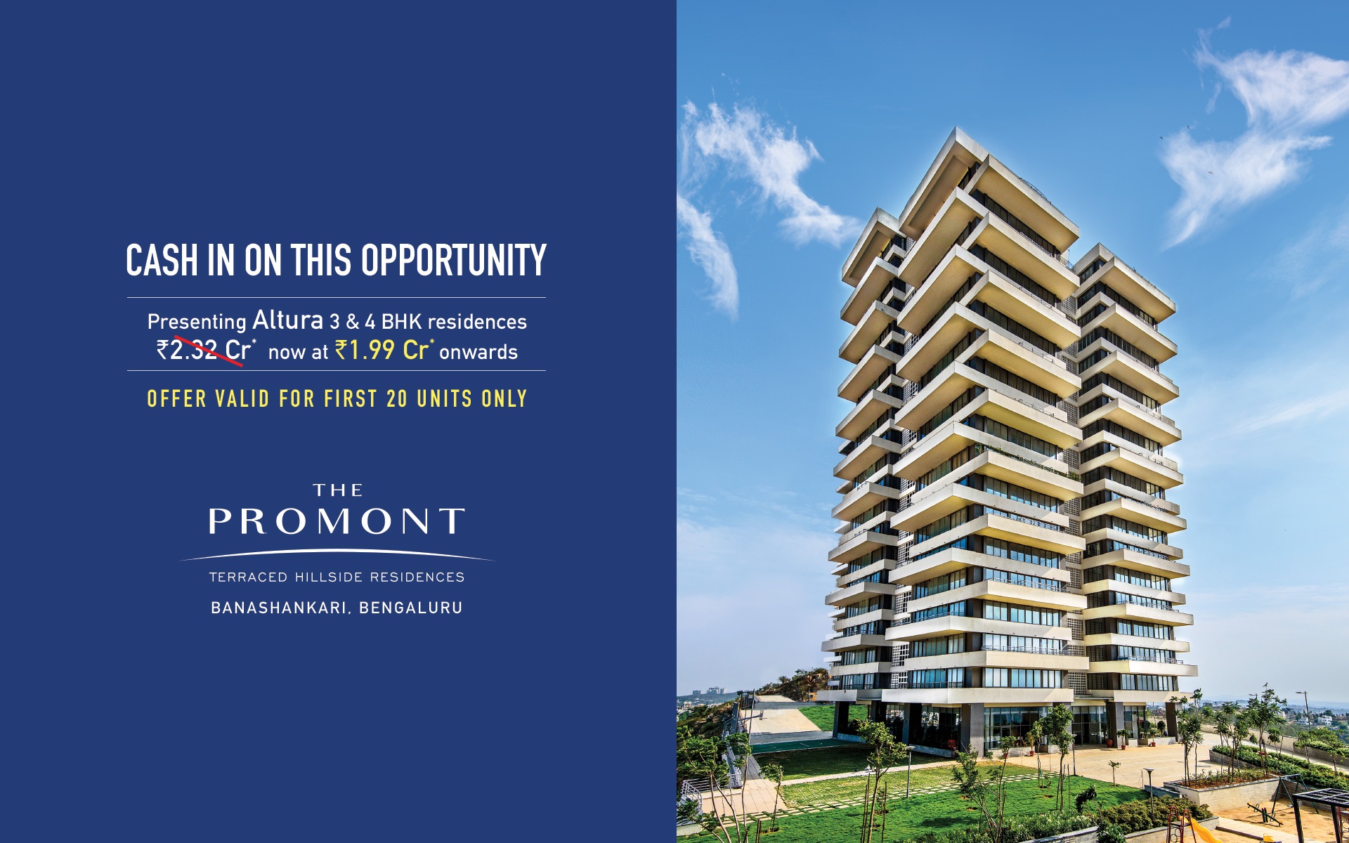 Presenting altura 3 & 4 bhk residences now at Rs. 1.99 Cr. at Tata The Promont in Bangalore