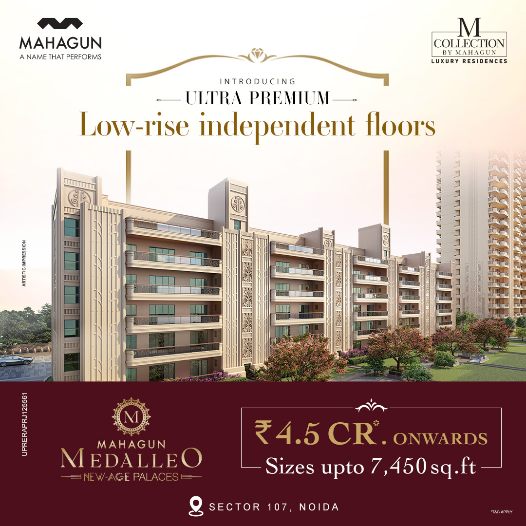 Single unit per floor and only 50 available at Mahagun Medalleo in Sector 107, Noida