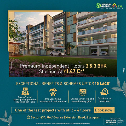 Ultra-Luxurious 2 & 3 BHK residences starting Rs 1.47 Cr* at Signature Global City 63A, Gurgaon