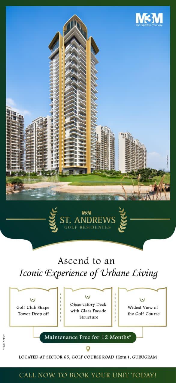Ascend to an iconic experience of urbane living at M3M Golf Estate in Gurgaon