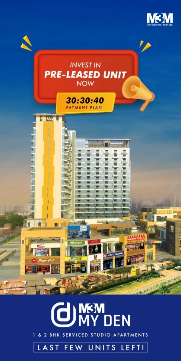 Invest in pre - leased unit now at M3M My Den in  Sector 67, Gurgaon Update