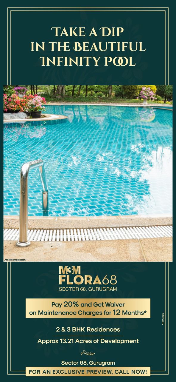 Take a dip in the beautiful infinity pool at M3M Flora 68, Gurgaon