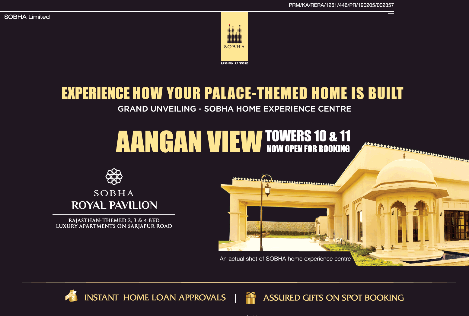 Rajasthan themed 2, 3 and 4 BHK luxury apartments at Sobha Royal Pavilion in Bangalore Update