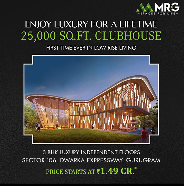 Book 3 BHK independent floors Rs 1.49 Cr at MRG Crown in Dwarka Expressway, Gurgaon