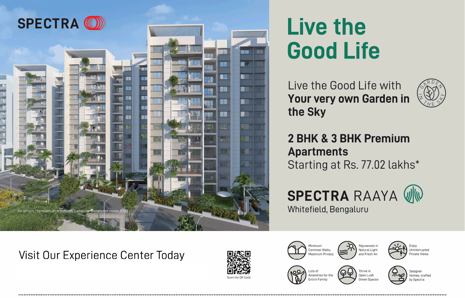 Premium apartments starting at Rs 77.02 lakh at Spectra Raaya in Bangalore