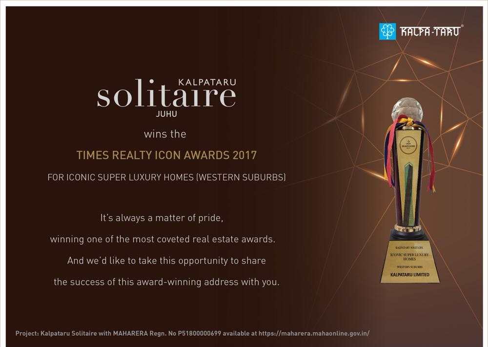 Kalpataru Solitaire wins the Times Realty Icon Awards 2017 for Iconic Super Luxury Homes (Western Suburbs) Update