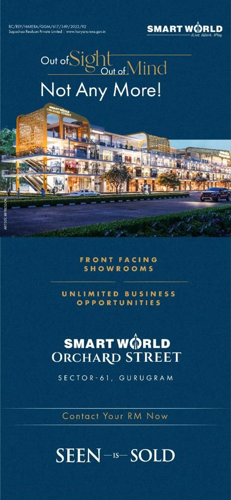 Investment Starting Rs  2 Cr at Smart World Orchard Street, Gurgaon