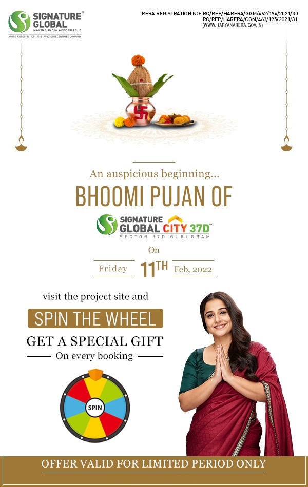 Bhoomi Pujan of Signature Global City 37D, Gurgaon on 11th Feb 2022