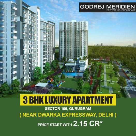 Presenting 3 BHK luxury apartments price start Rs 2.15 Cr at Godrej Meridien, Gurgaon
