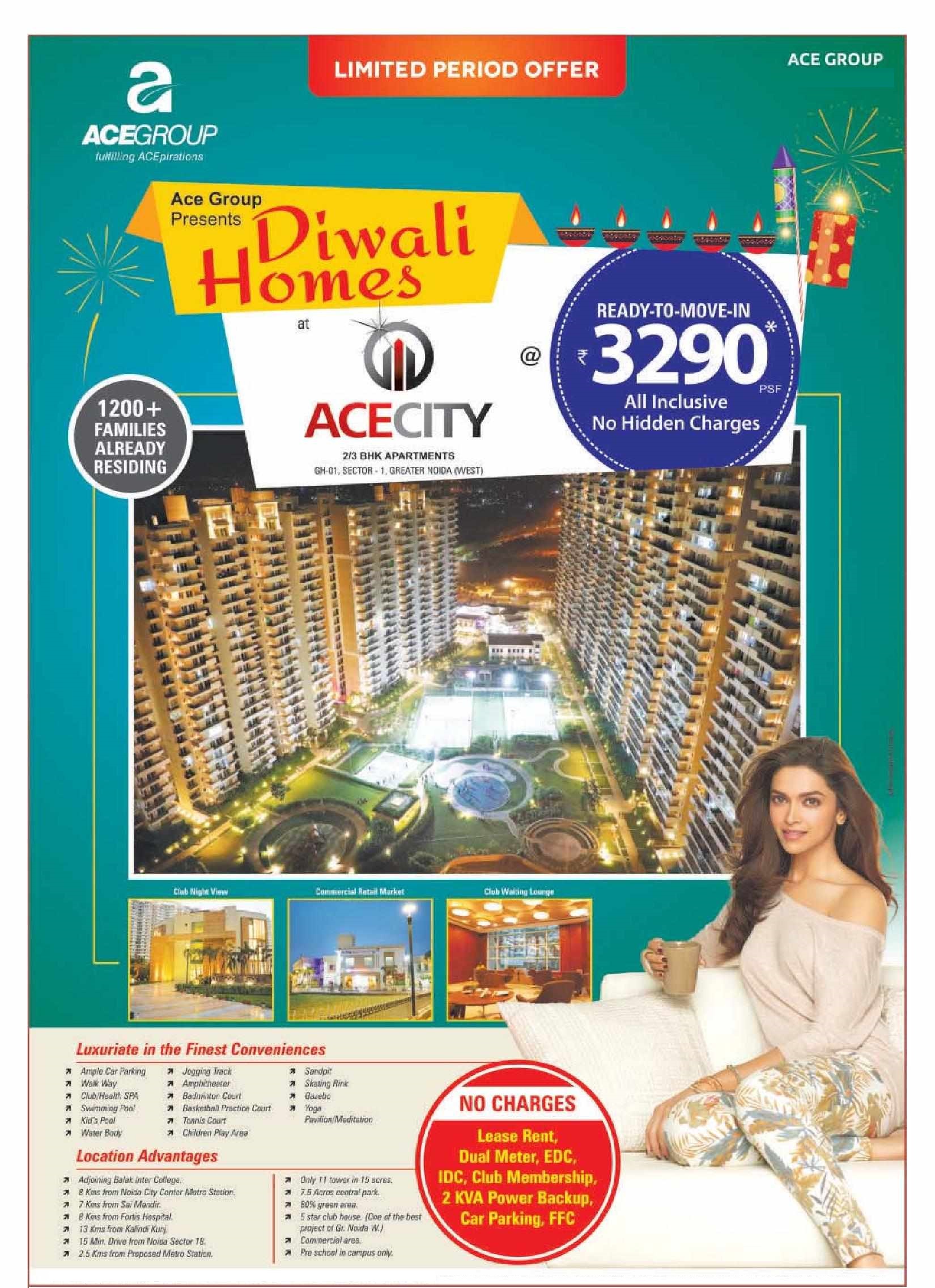 Book ready to move in apartments @ 3290 per sq.ft. at Ace City in Greater Noida