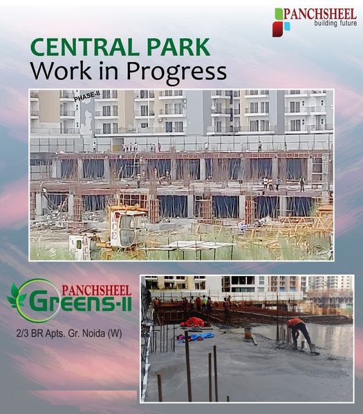 Central Park work in progress at Panchsheel Greens 2, Greater Noida West