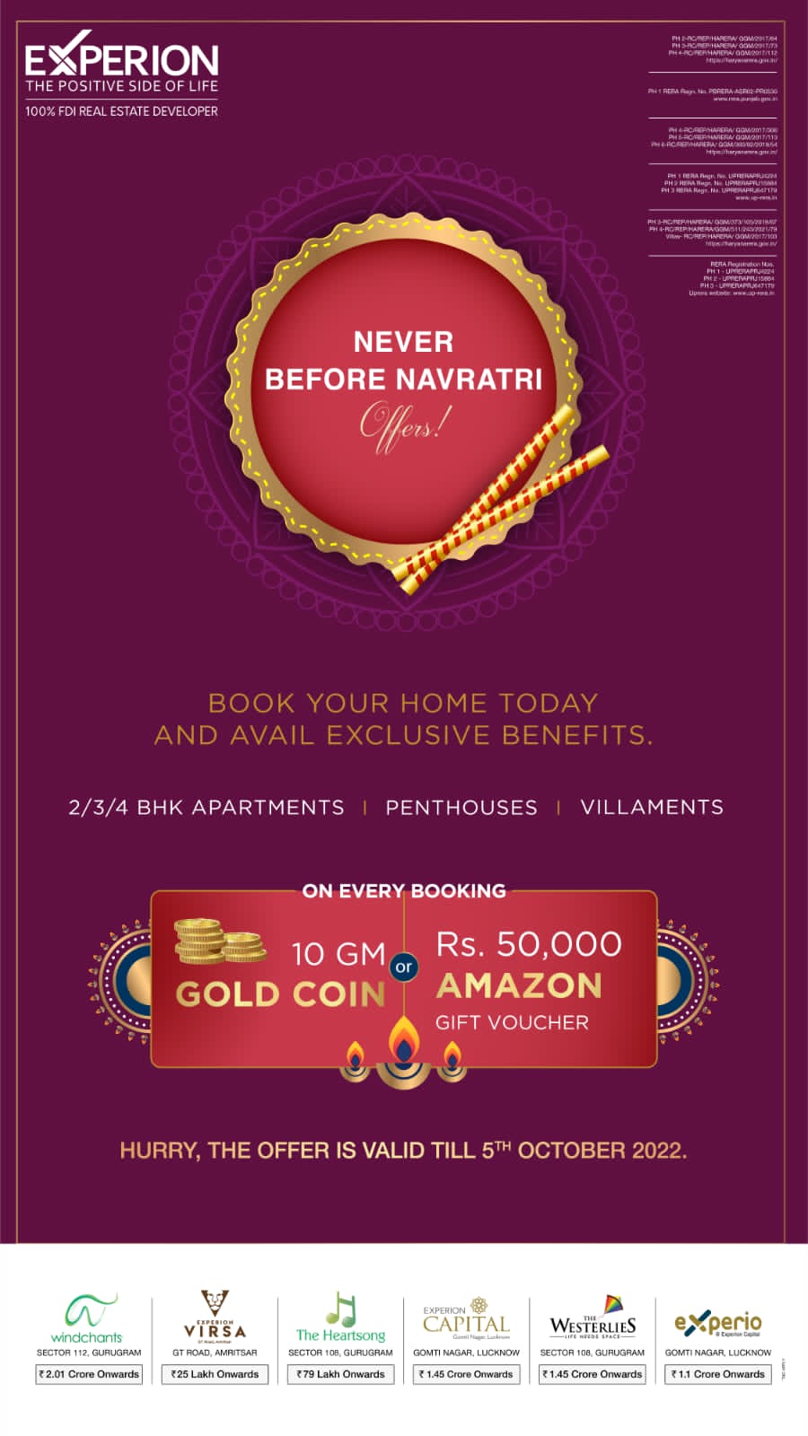 Book your home today and avail exclusive benefit at Experion Developers Update